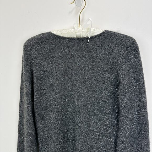 Ann Taylor Cashmere Sweater Long Sleeve Metallic Gray Classic Minimalist XS - Picture 7 of 10
